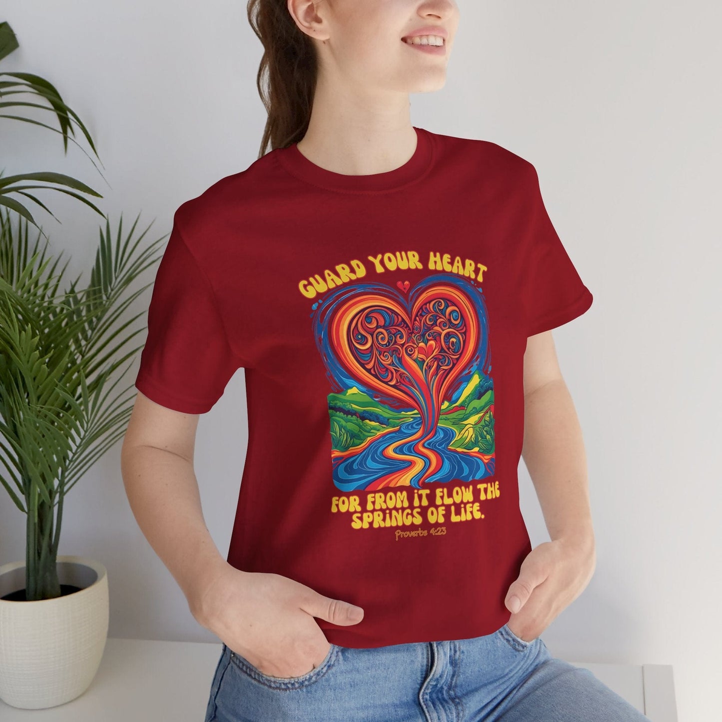 Guard Your Heart Bella Canvas T-Shirt — Proverbs 4:23 Scripture Art Tee