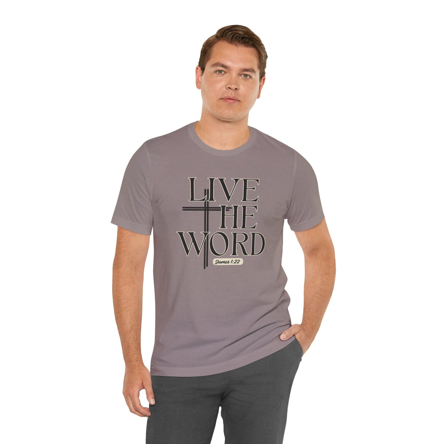 Live the Word Men's T-Shirt | James 1:22 Cross-Centered Edition