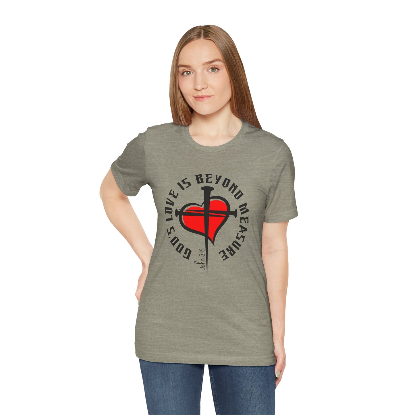 Love Beyond Measure Nail Cross Bella Canvas T-Shirt | John 3:16 Unisex Scripture Art Tee