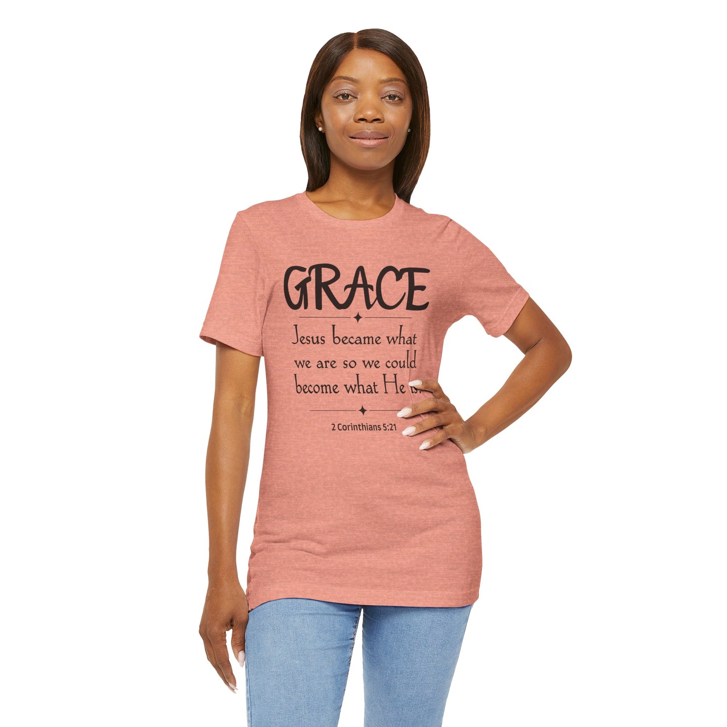 Grace Bella Canvas T-Shirt | 2 Corinthians 5:21 Christian Art Tee