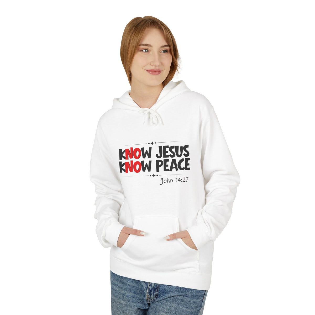 kNOw Jesus kNOw Peace Premium Hoodie | John 14:27 Christian Graphic Pullover
