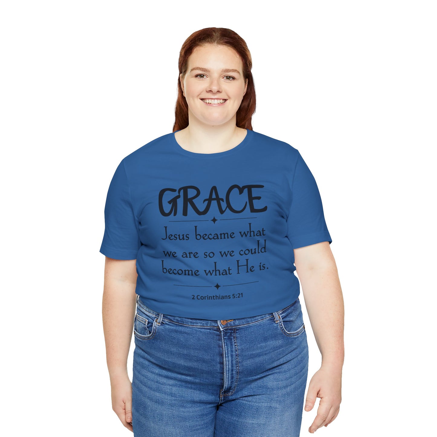 Grace Bella Canvas T-Shirt | 2 Corinthians 5:21 Christian Art Tee