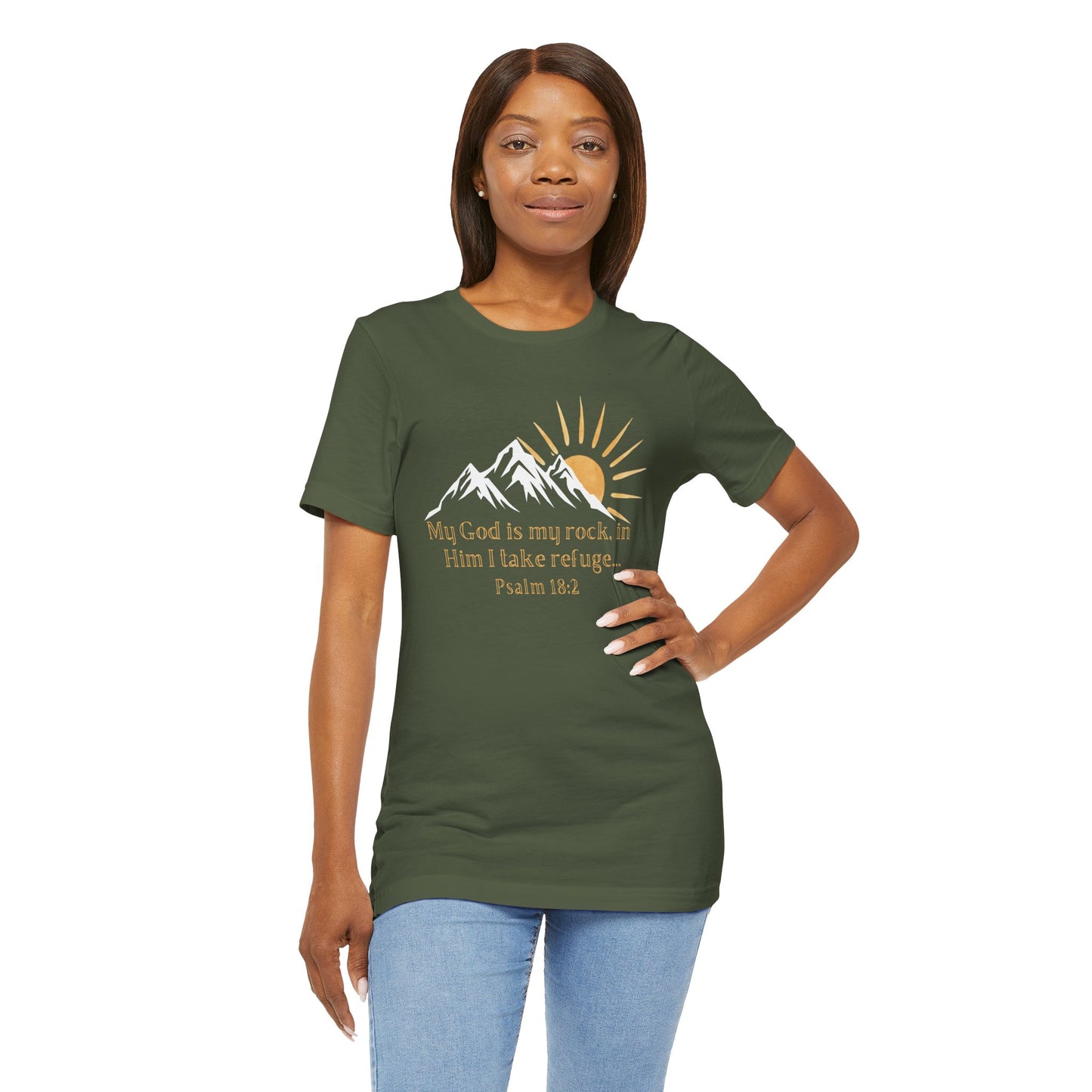 God Is My Rock Bella Canvas T-Shirt | Psalm 18:2 Scripture Art Tee