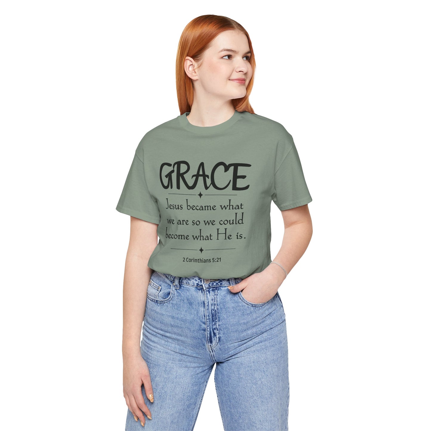 Grace Bella Canvas T-Shirt | 2 Corinthians 5:21 Christian Art Tee