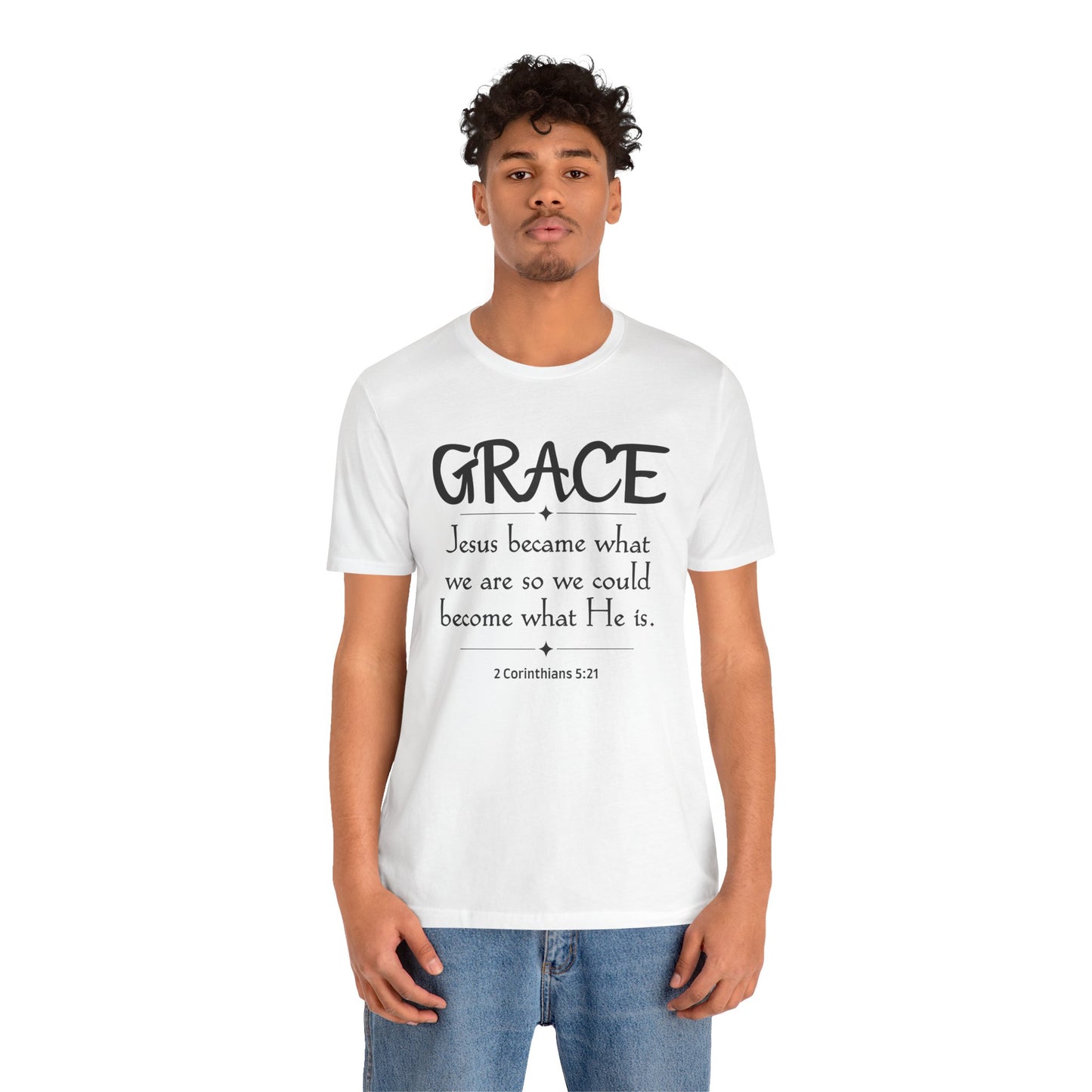 Grace Bella Canvas T-Shirt | 2 Corinthians 5:21 Christian Art Tee