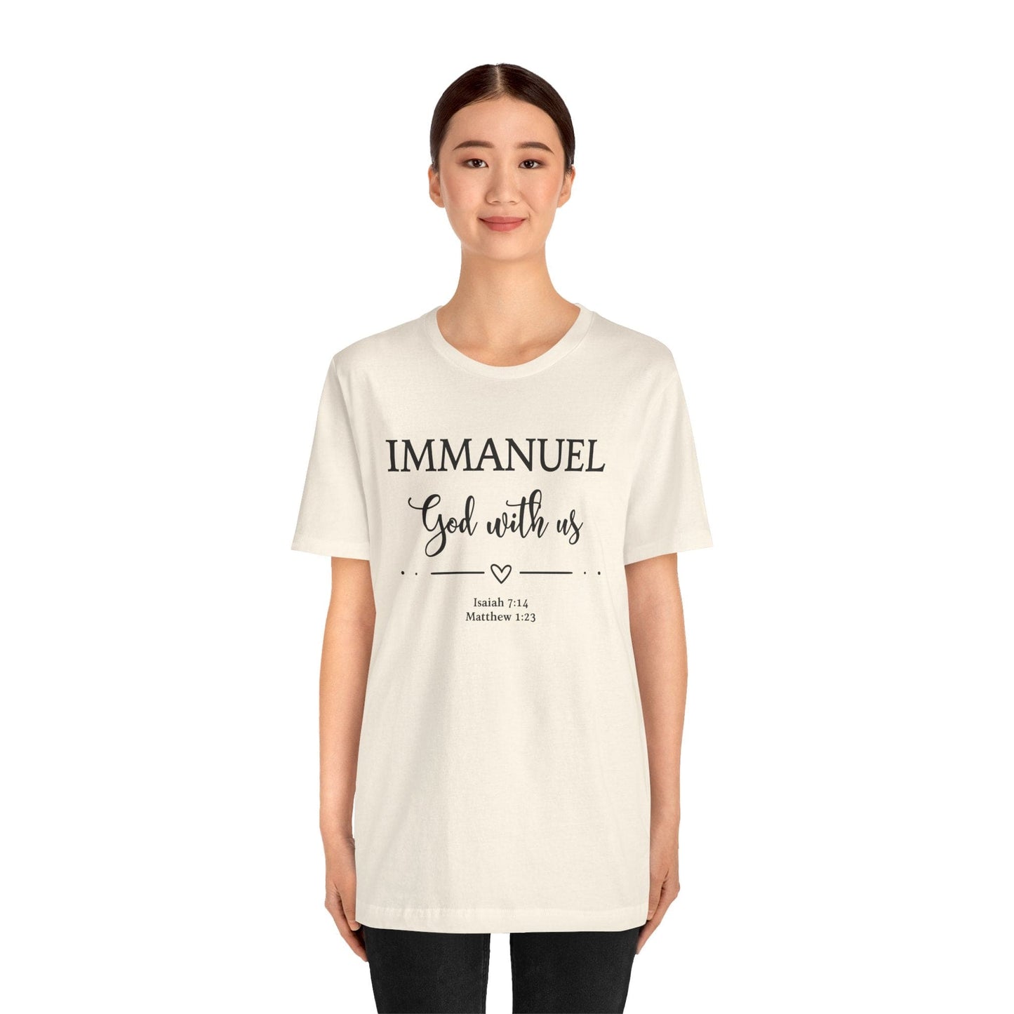 Immanuel God With Us Christian T-Shirt | Scripture Faith Tee | Isaiah 7:14 & Matthew 1:23