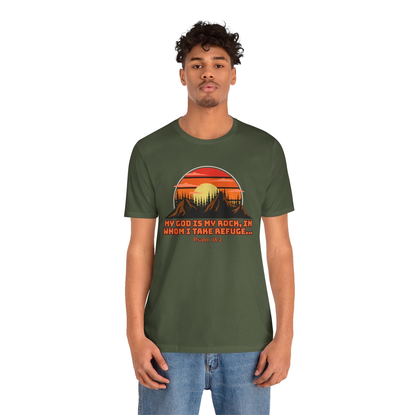 God Is My Rock Bella Canvas T-Shirt | Psalm 18:2 Scripture Art Tee