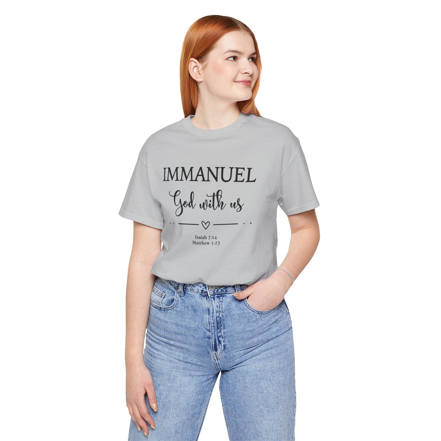 Immanuel God With Us Christian T-Shirt | Scripture Faith Tee | Isaiah 7:14 & Matthew 1:23