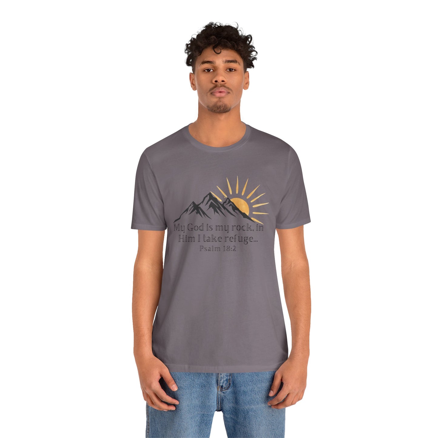 God Is My Rock Bella Canvas T-Shirt | Psalm 18:2 Scripture Art Tee