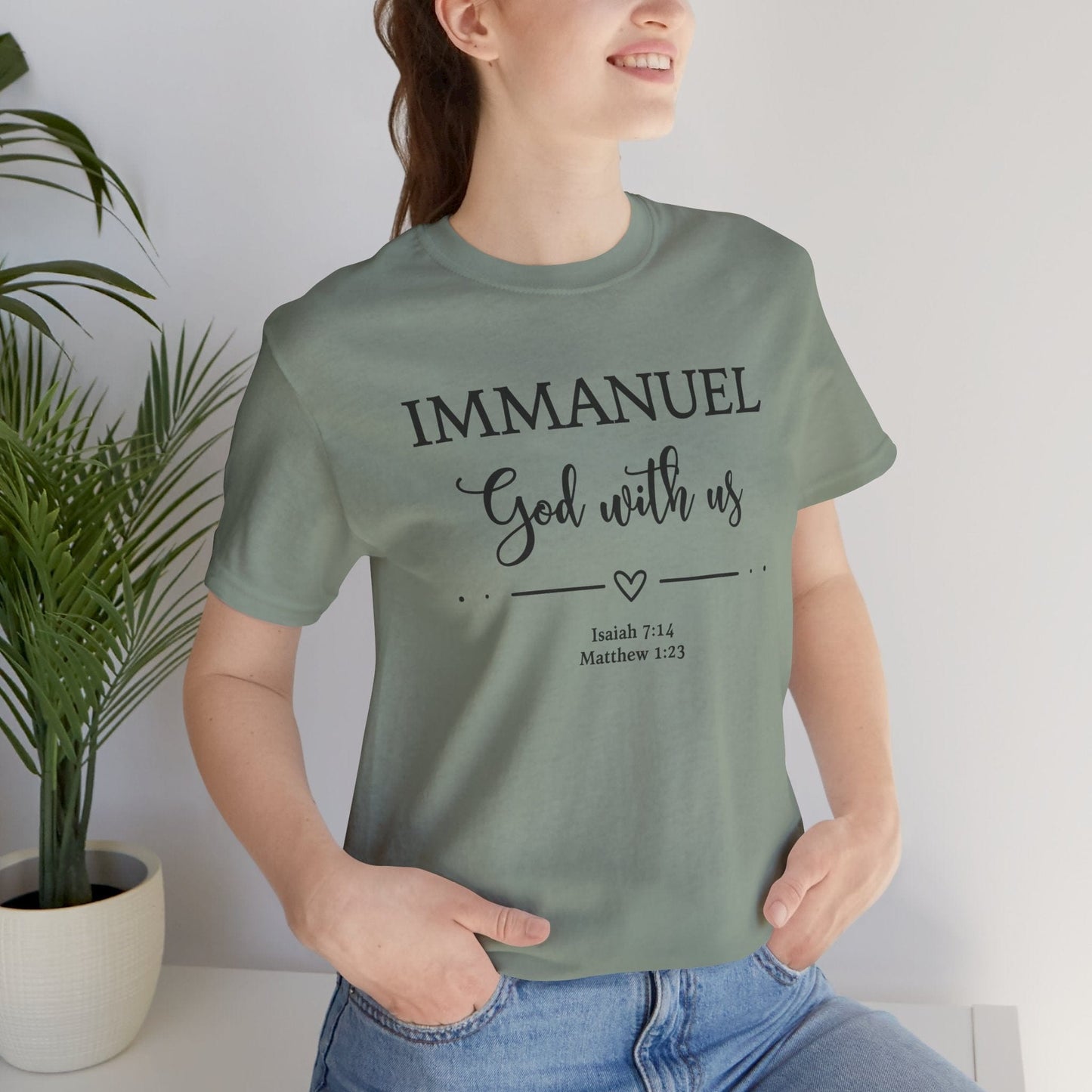 Immanuel God With Us Christian T-Shirt | Scripture Faith Tee | Isaiah 7:14 & Matthew 1:23