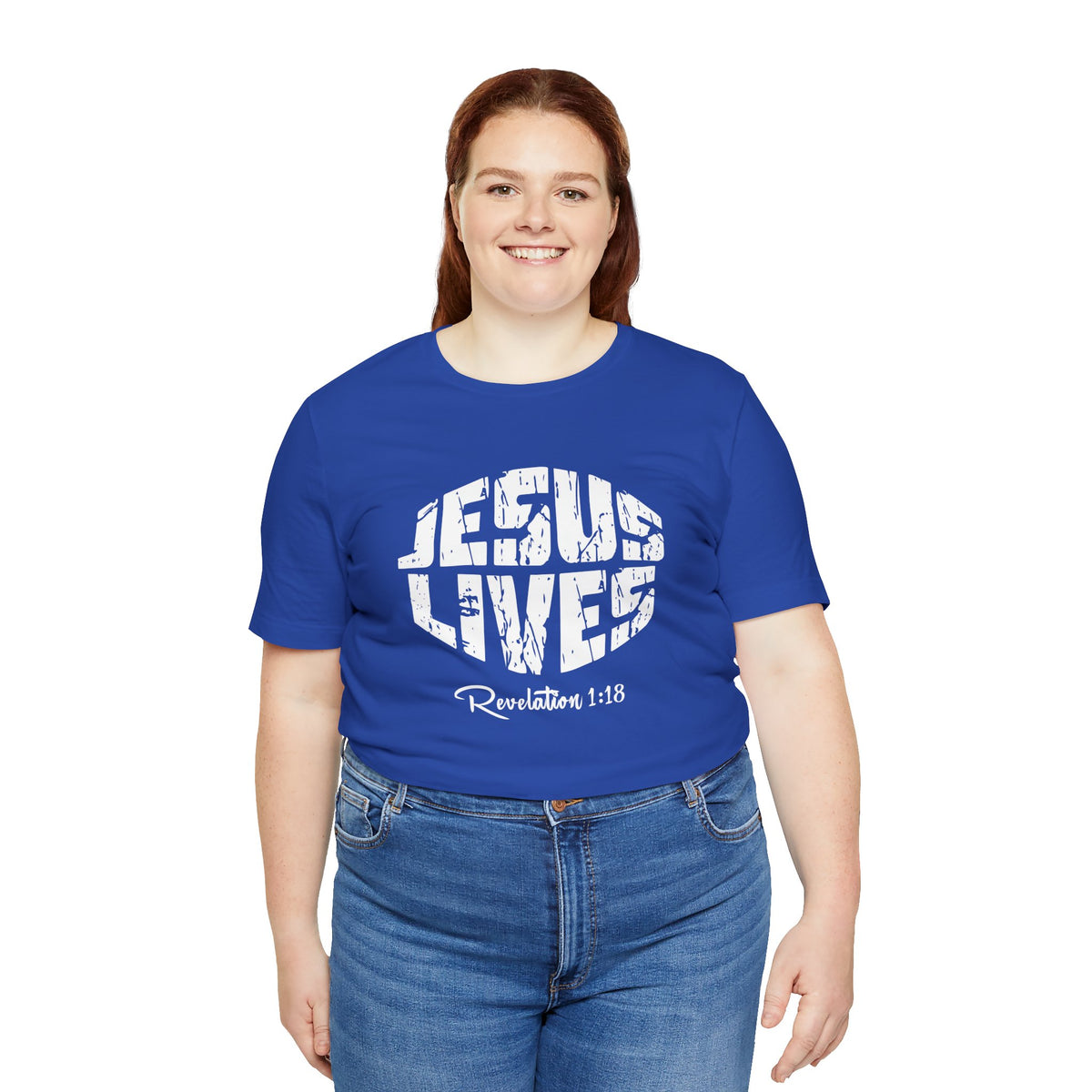 Jesus Lives Bella Canvas T-Shirt | Revelation 1:18 Scripture Art Tee