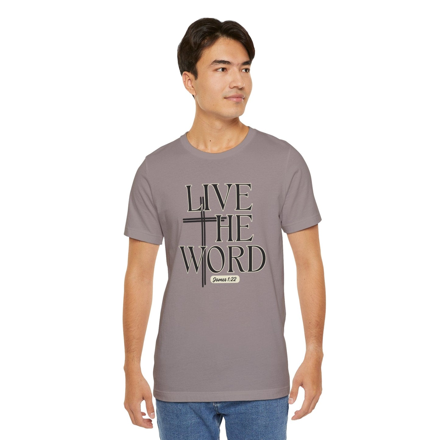 Live the Word Bella Canvas T-Shirt | James 1:22 Cross-Centered Edition