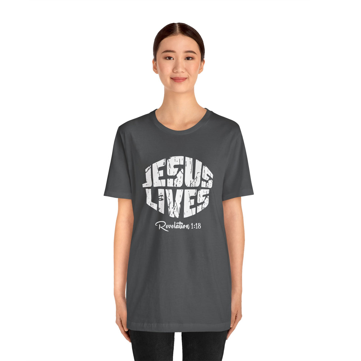 Jesus Lives Bella Canvas T-Shirt | Revelation 1:18 Scripture Art Tee