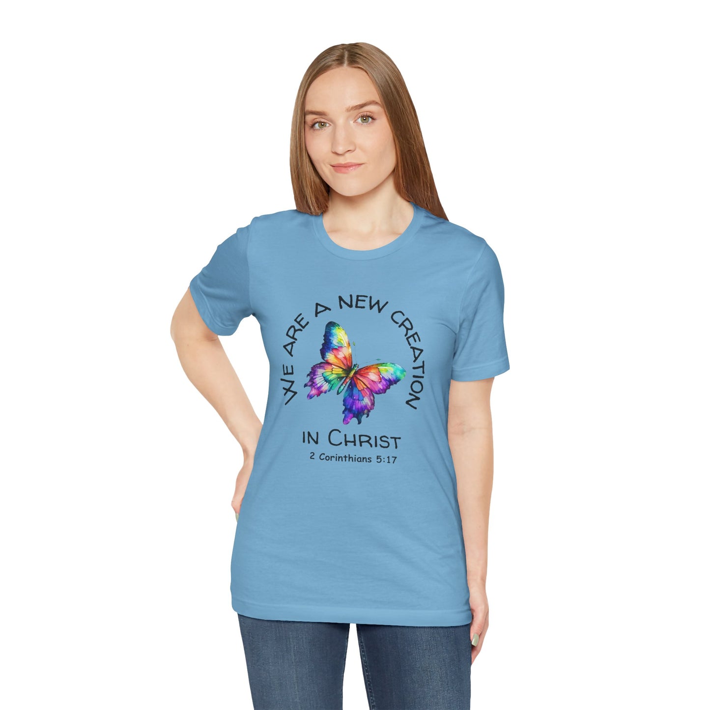 Butterfly New Creation Bella Canvas T‑Shirt | 2 Corinthians 5:17 Christian Faith Tee