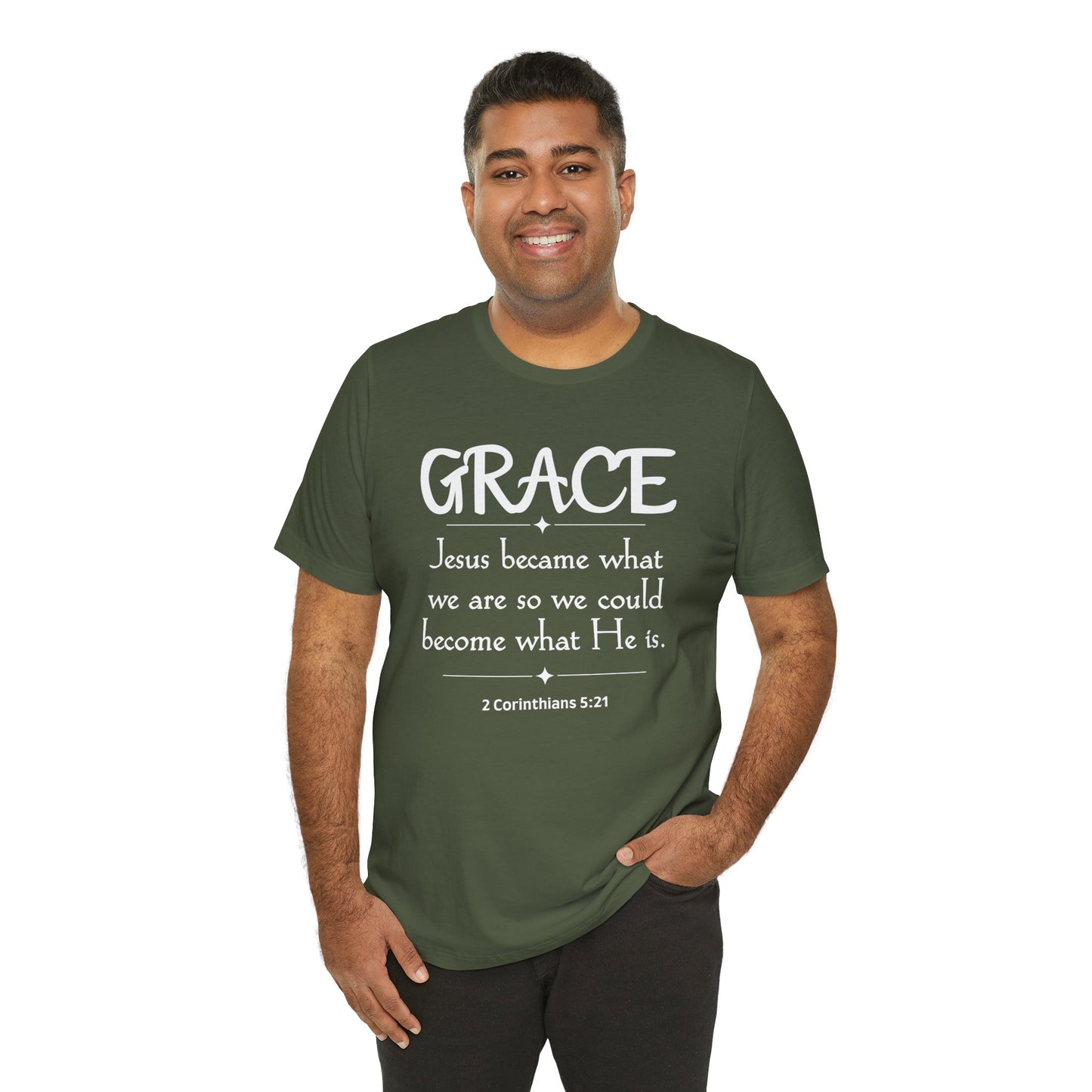Grace Bella Canvas T-Shirt | 2 Corinthians 5:21 Christian Art Tee