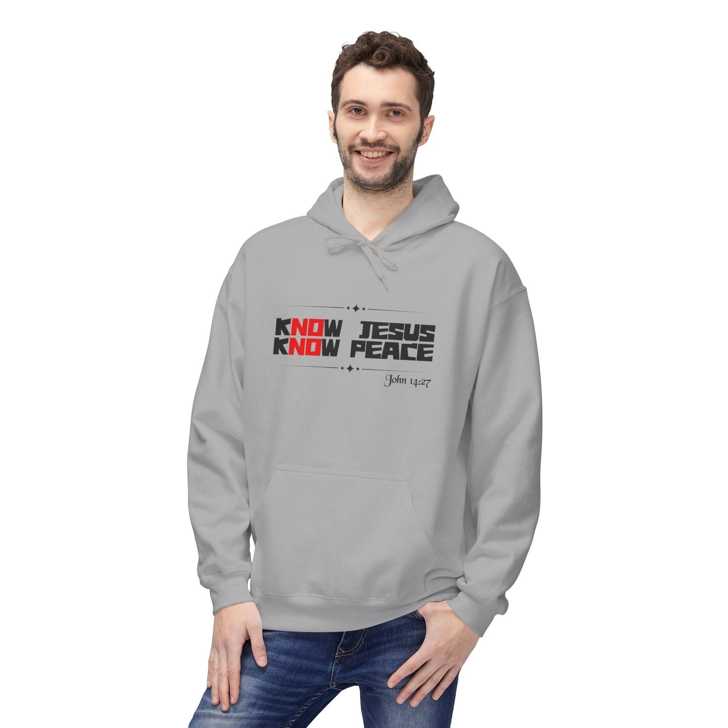 kNOw Jesus kNOw Peace John 14:27 Hoodie — Christian Faith Graphic Pullover