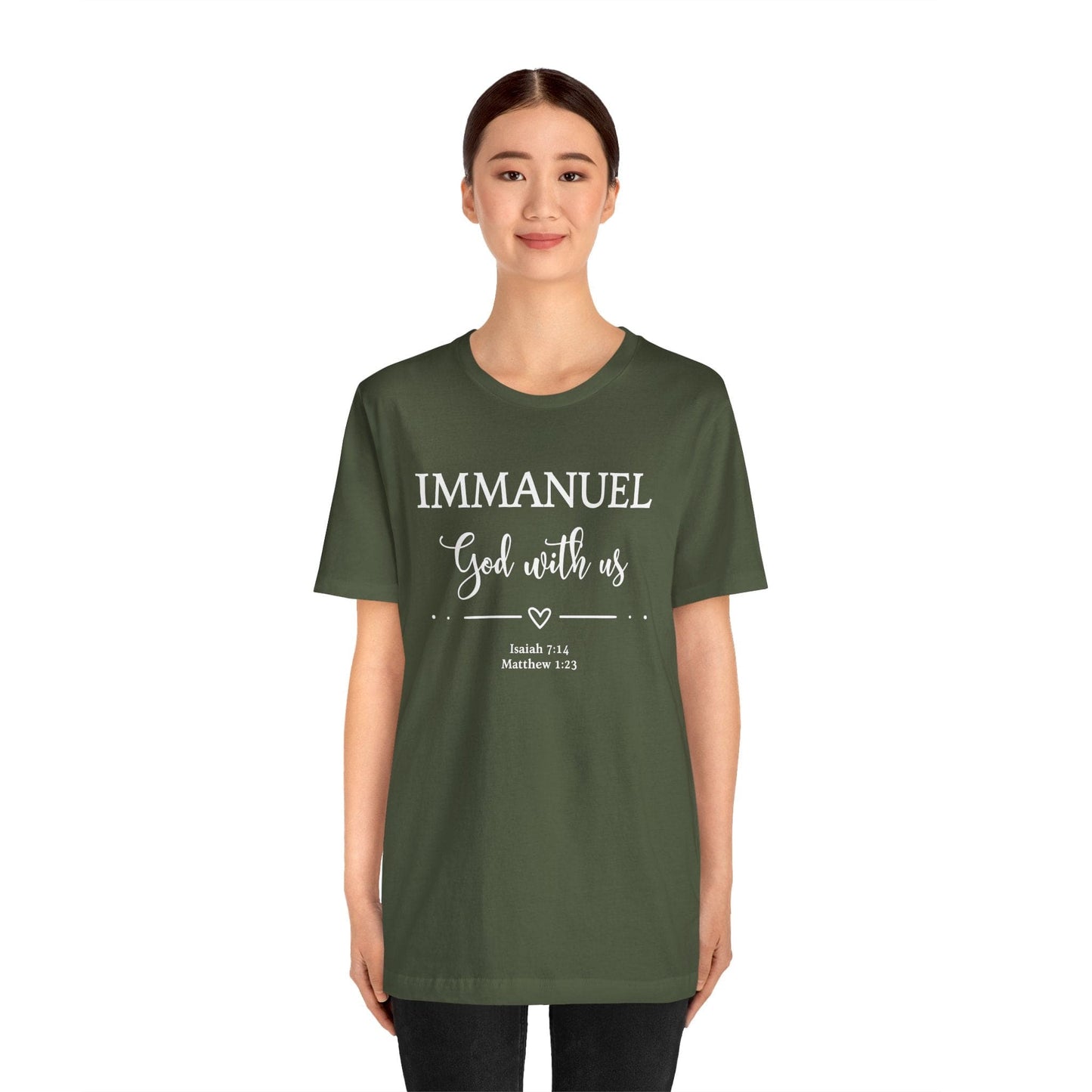 Immanuel God With Us Christian T-Shirt | Scripture Faith Tee | Isaiah 7:14 & Matthew 1:23