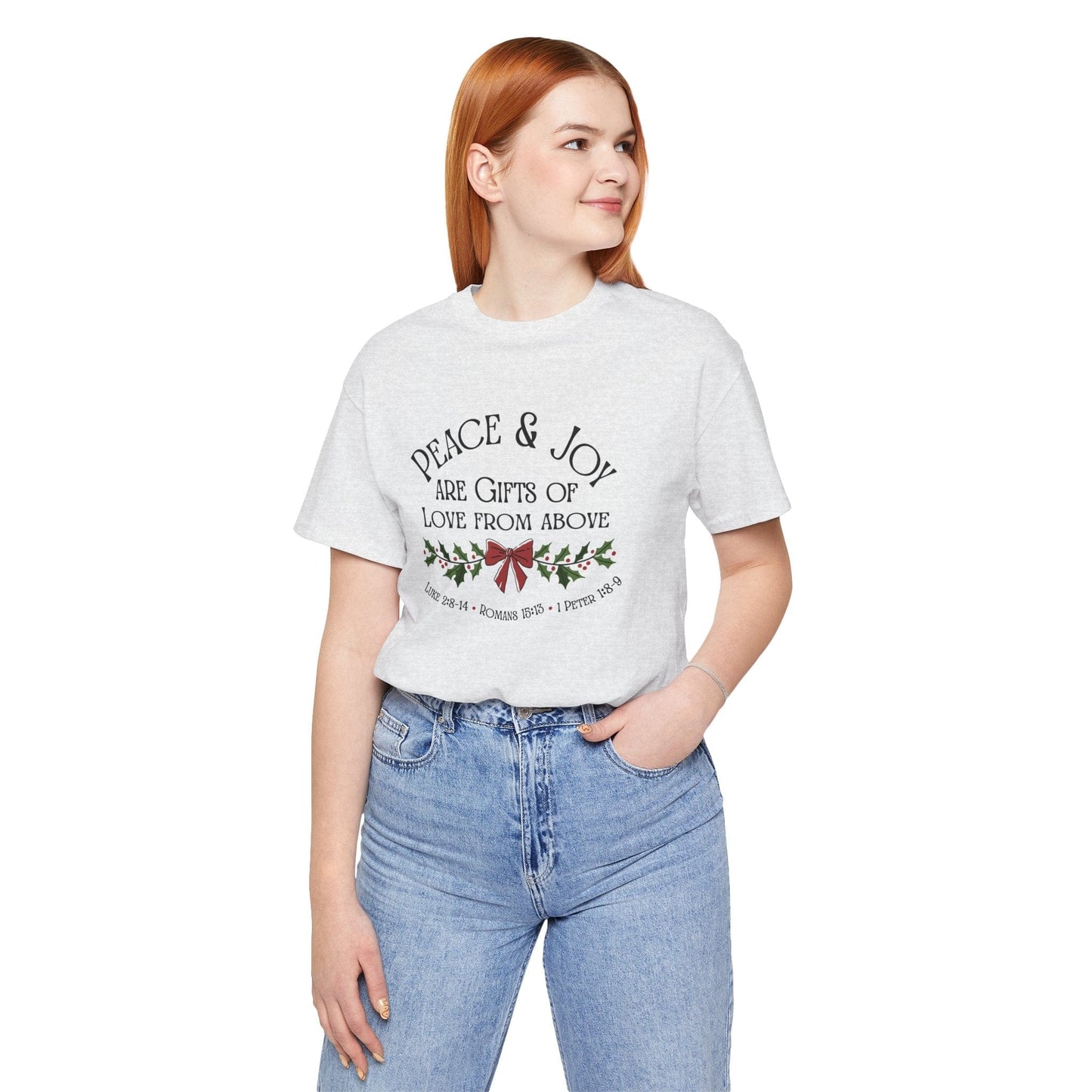 Peace and Joy Bella Canvas Christian Christmas T-Shirt | Faith-Inspired Holiday Tee