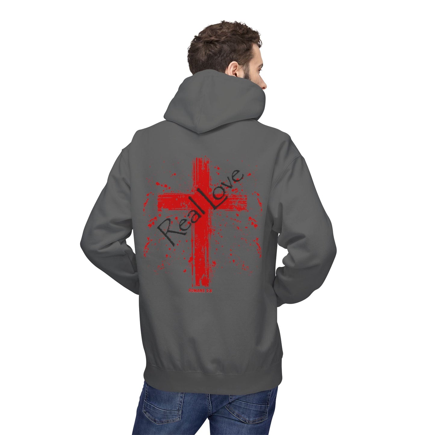 Romans 5:8 “Real Love” Christian Cross Hoodie