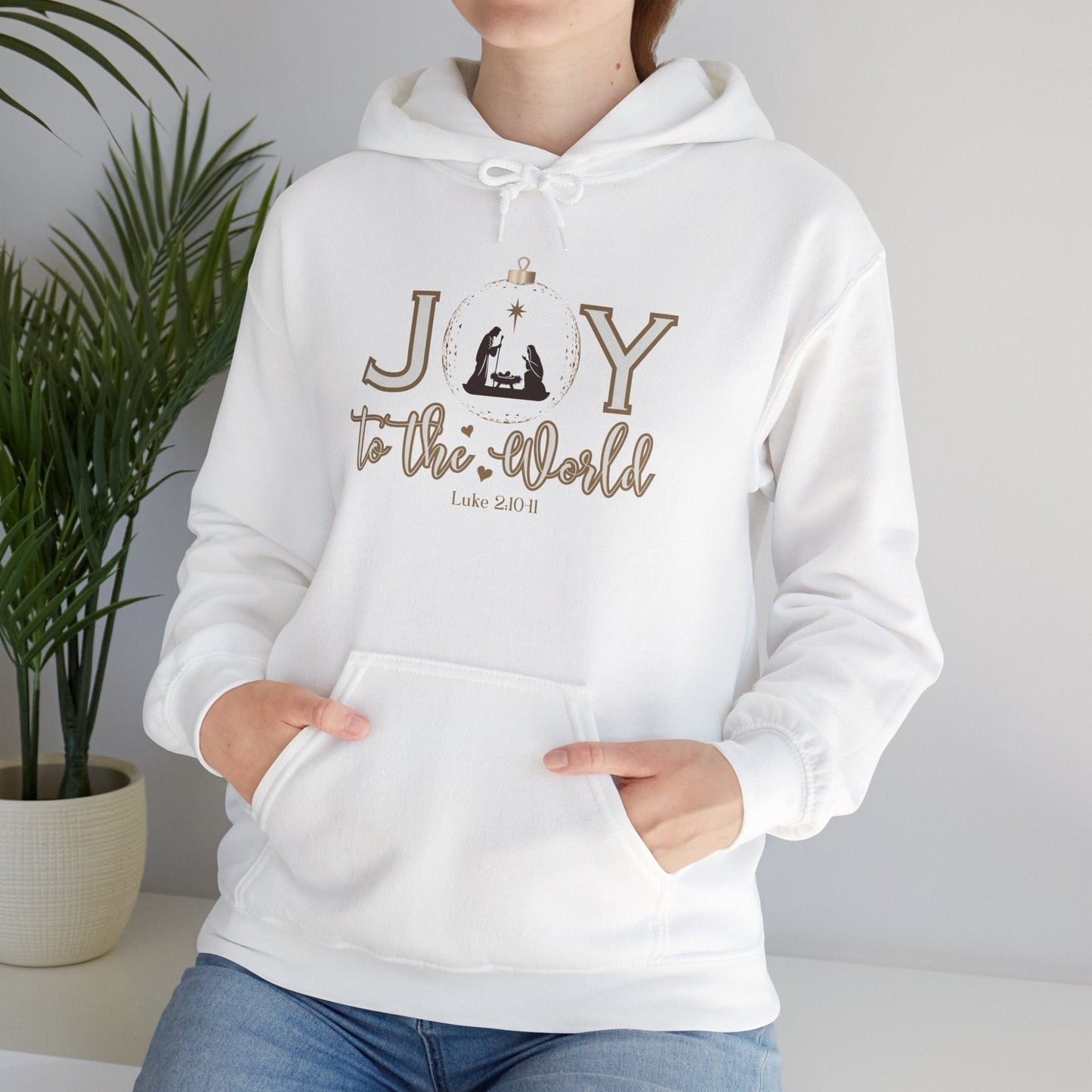 Joy to the World Hoodie | Luke 2:10-11 Nativity Christmas Design