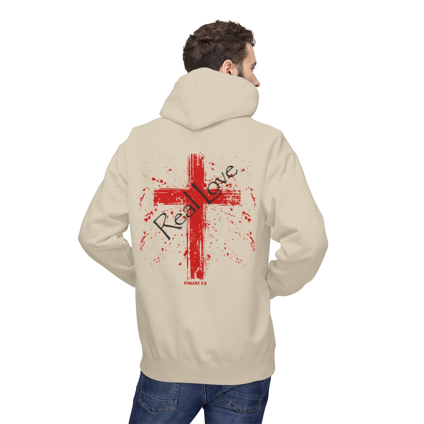 Romans 5:8 “Real Love” Christian Cross Hoodie