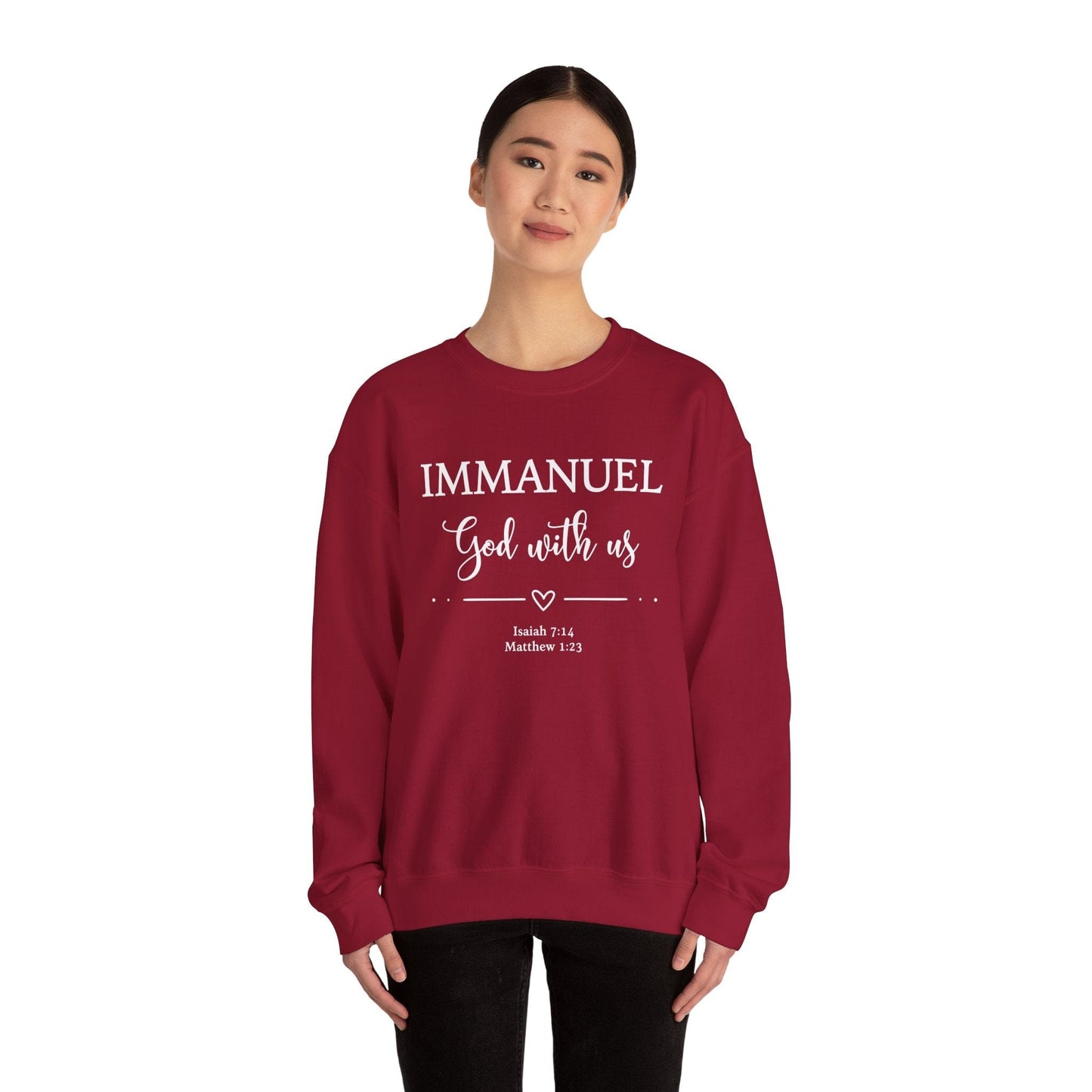 Immanuel God With Us Sweatshirt | Scripture Verse Apparel | Isaiah 7:14 & Matthew 1:23 | Cozy Faith Wear
