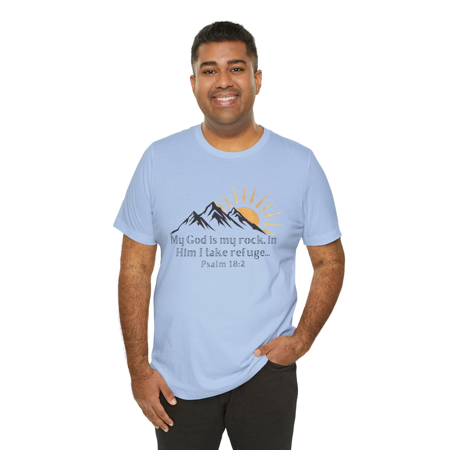 God Is My Rock Bella Canvas T-Shirt | Psalm 18:2 Scripture Art Tee