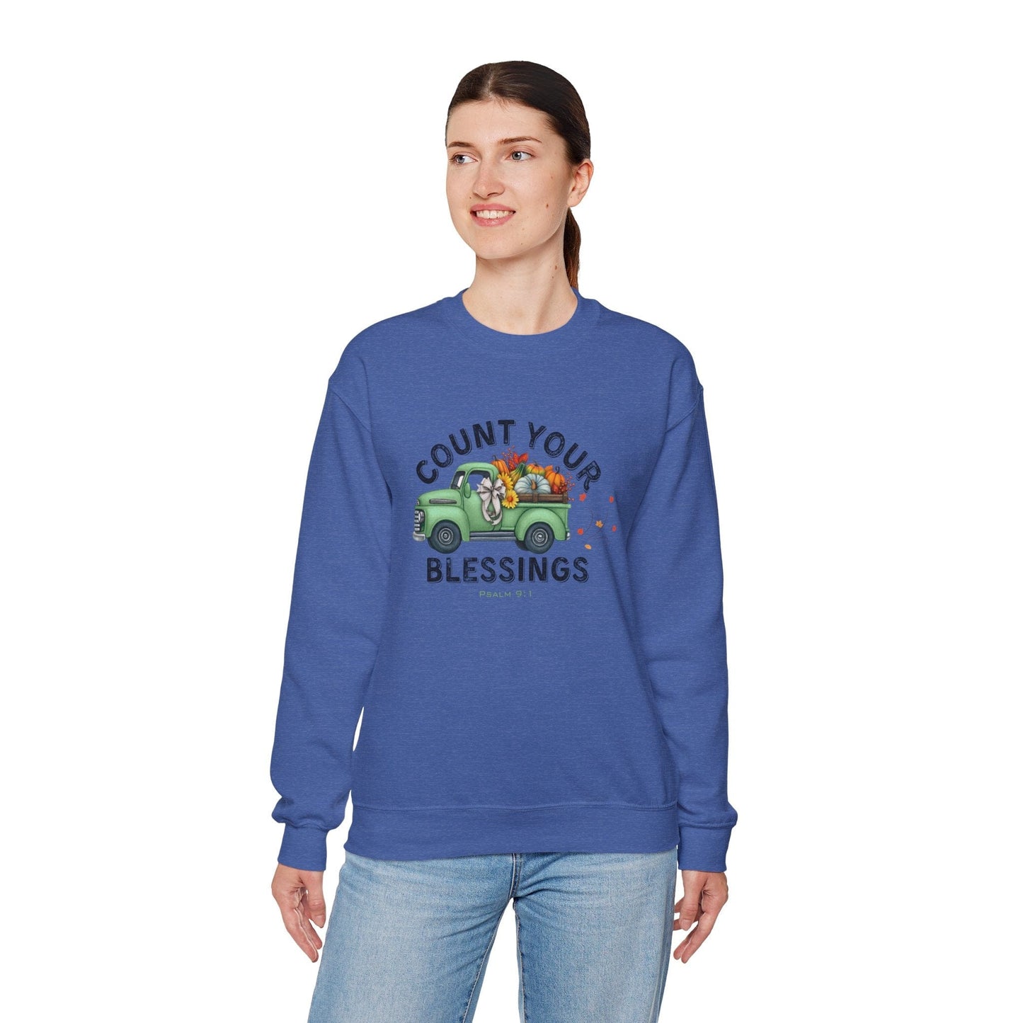Count Your Blessings | Christian Vintage Fall Sweatshirt Inspired by Psalm 9:1