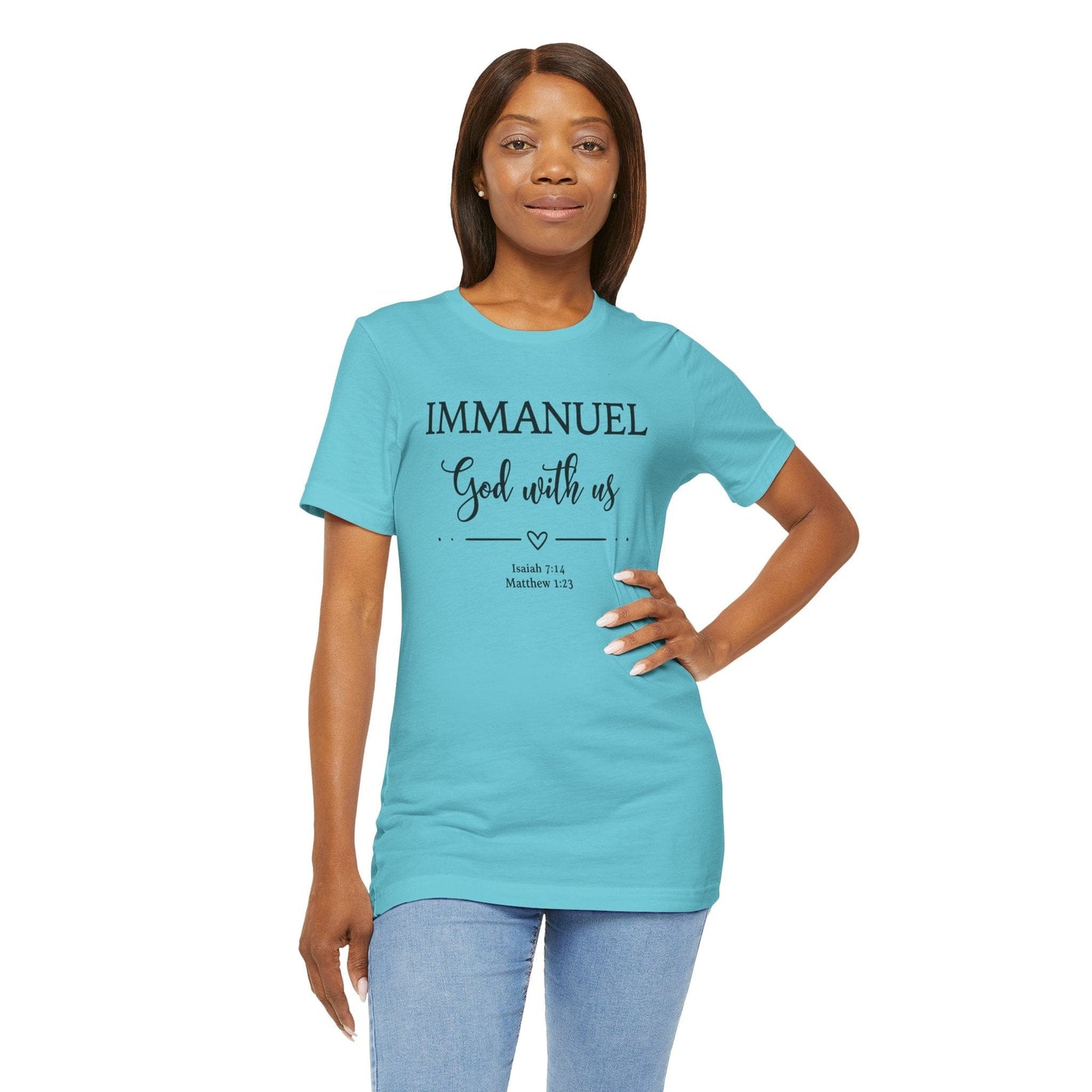 Immanuel God With Us Christian T-Shirt | Scripture Faith Tee | Isaiah 7:14 & Matthew 1:23