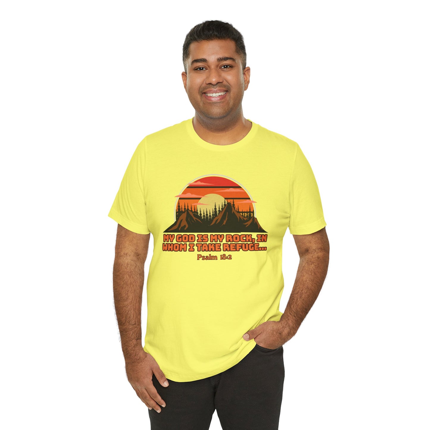 God Is My Rock Bella Canvas T-Shirt | Psalm 18:2 Scripture Art Tee